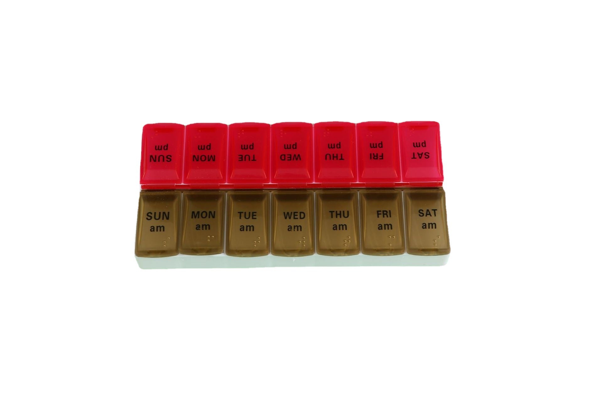 Wholesale PP Double Row Packaging 4-compartment Open Lid Portable Small Medicine Box